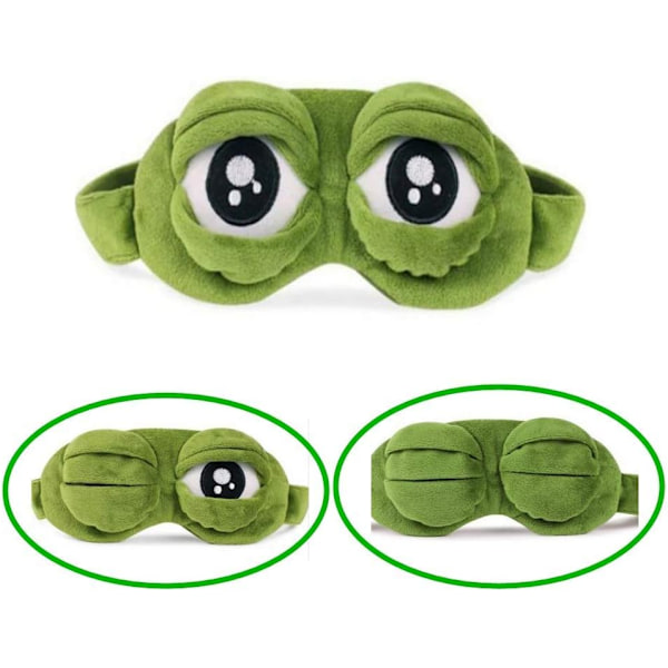 Rosa Groda 3D Formad Sovmask, Polyester, SOVMASK, 20 cm x 10, Elastiskt Band green