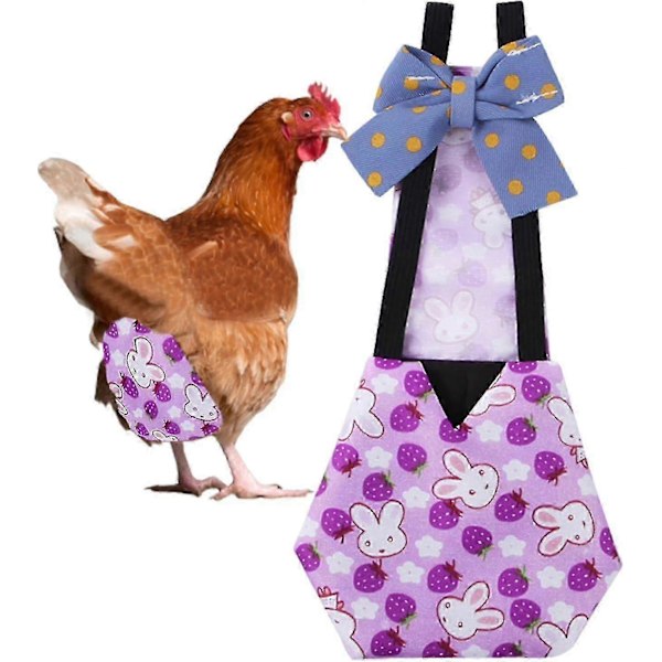 Lemmikki-kana-vaipat, ankka-vaipat lemmikkiankoille, uudelleenkäytettävät hanhenvaatteet, pestävät lemmikkivaipat solmioilla siipikarjan ankankatsoille Purple M