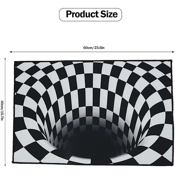 Dørmåtte, 3d magisk ternet optisk illusion dørmåtte visuel illusion tæppe rektangel udendørs indgangsmåtte