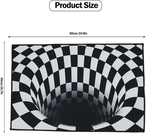 Ovi matto, 3d Magic Checkered Optical Illusion Doormat Visual Illusion Carpet Rectangle Outdoor Entrance Mat