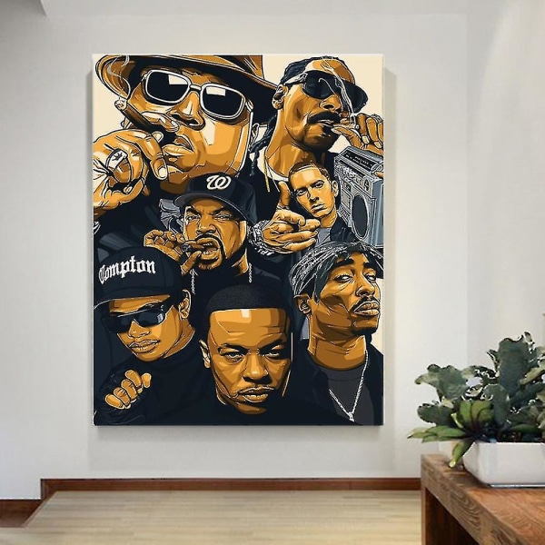 Kangasmaalauksen seinätaide Hip Hop -laulaja Räppäri Muotokuvatulostaa kuvia Olohuoneen kodin sisustusjulisteita Ei kuvataulukkoa