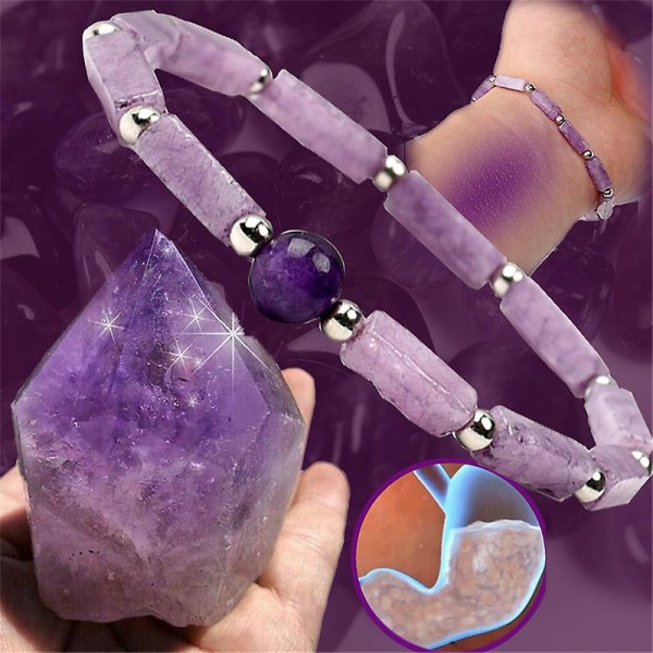 Naturlig ametist Body-purify bantning armband sten för kvinnor Healing Yoga Purple