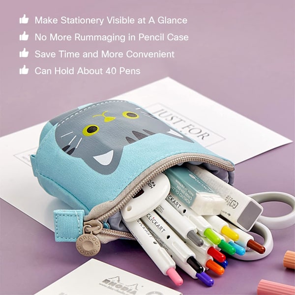 Enhjørning Stativ Blyantholder, Teleskopisk Tegneserie Sød Enhjørning Blyant Etui Kosmetisk Holdbar Lærred Stationery Makeup Taske
