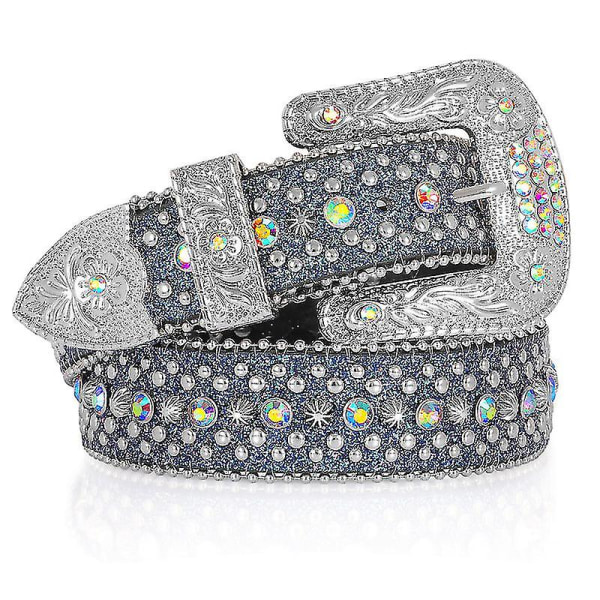 Rhinestone Belt For Men Women Western Cowboy Cowgirl Bling Studded Leather Belt For Jeans Pants