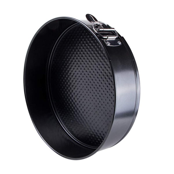 Tykk rund låsespænde non-stick kageplade pizzaplade flytbar spænde kulstofstål bageplade kageform sort black 7 inches