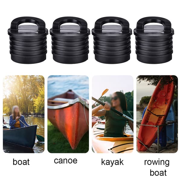 4-pack Boat Canoe Kayak Scupper Plug Drain Hole Stopper Accessories Black