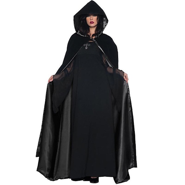 Halloween-asut naisille, hupullinen viitta, täyspitkä vampyyriviitta L
