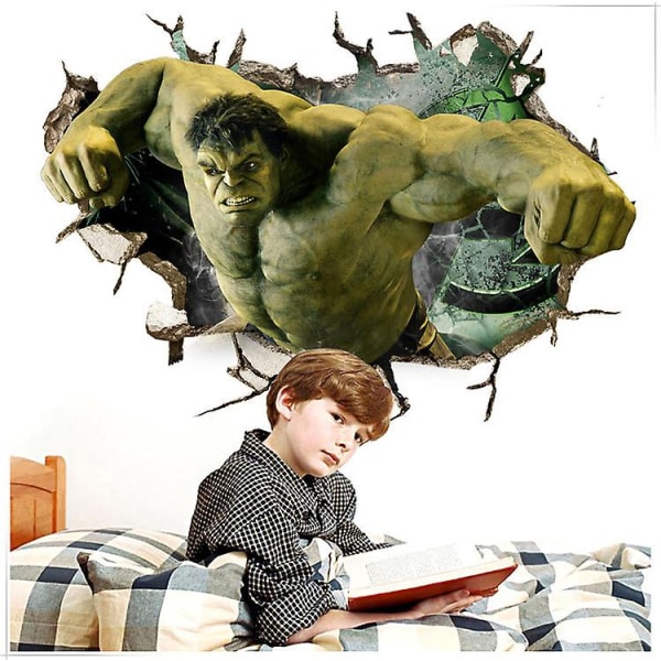 3d Breaking Wall Hulk Avengers vægklistermærker til børneværelse dekoration A027 Hulk3 50*70cm