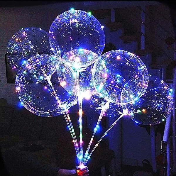 10 st LED-upplysta Bobo-ballonger med pinne, blinkande LED-slingljus bubbelballonger presenter festnattdekoration