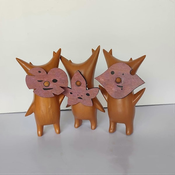 3 st Koroks Anime Staty Trästaty Dekoration Resin Handgjord Spelälskare Spelrum Dekoration C