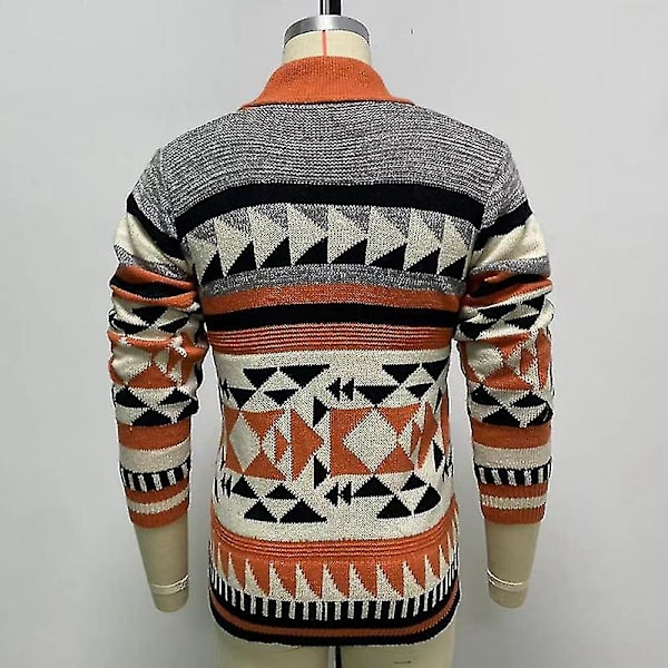 Herre Cardigan Genser Vinter Strikk Lang Ermet 2xl
