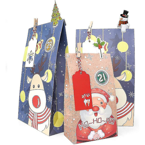 Adventskalender til at fylde stor, gavepapirposer til at fylde selv håndværk