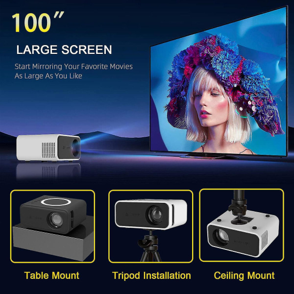 4k projektor 7500 lumen 1080p 3d led mini wifi video hemmabiobio Black