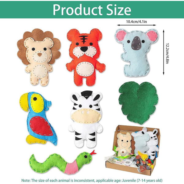 Sykit för barn, söt dinosauriefilt gör-det-själv-barnfilt-pysselsats, Lär dig sy hantverksmaterial, pedagogiska leksaker för nybörjare för barn, sömnadsset Set -4