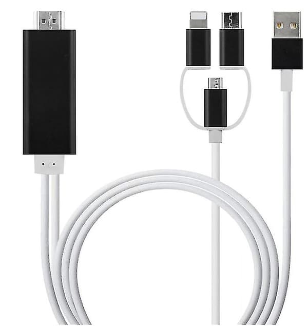 Hopeanvärinen 3-in-1 USB-C/Micro USB /Lightning HDMI-sovitinkaapeli AZ5486