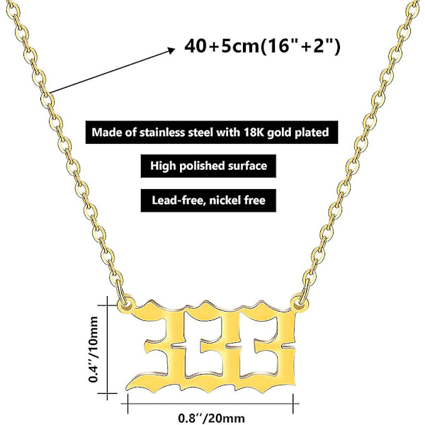 Englenummer Halskjede for Kvinner Rustfritt Stål Numerologi Choker Halskjede