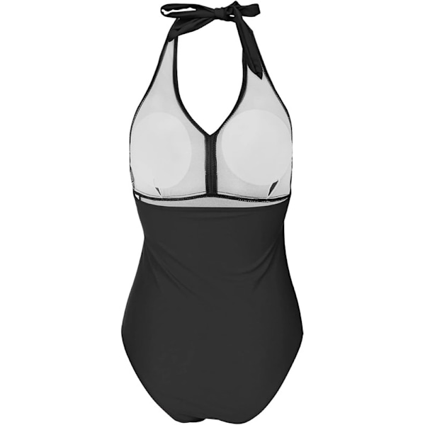 Badedragt til kvinder med mavekontrol, push-up, formende, halterneck, rygløs badedragt SORT BLACK BLACK L
