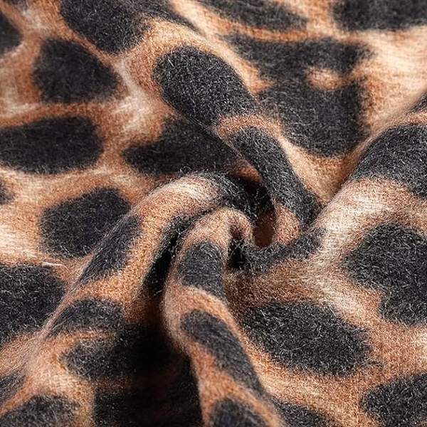 Leopard print tørklæde til kvinder - stort, langt tørklæde med dyreprint - blødt og varmt