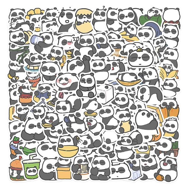 100 kpl Söpö sarjakuva Panda säilytyslaatikko tarrat Vesikuppi kannettava kitara vedenpitävät tarrat