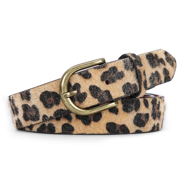 Leopardprint skinnbelte for kvinner Jeans Bukser Midjebelte til kjoler 41-40inch