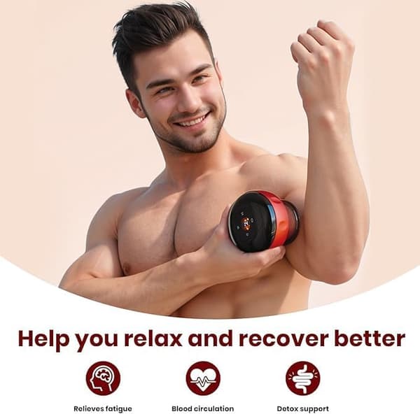 Smart Dynamisk Cupping Terapi Sæt med Rødt Lys, Cupping Kit til Massageterapi, Elektrisk Cupping Enhed (Rød)