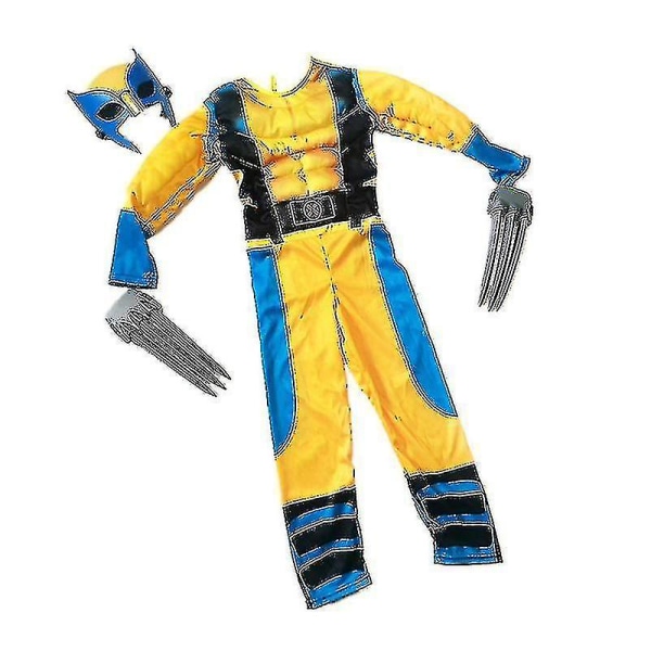 Lasten Wolverine-asu Poika Supersankari Haalari Lasten Halloween Cosplay-naamio/suden kynsirekvisiitta fantasia 3Pcs Set S(110-120CM)