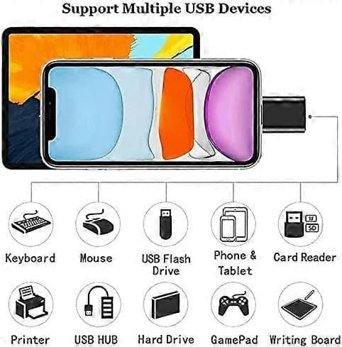 Lightning til USB-adapter, [Apple MFi-certificeret] USB 3.0 OTG Data Sync-kabeladapter til iPhone/iPad, understøtter kortlæser, kamera, USB, mus, tastatur Silver