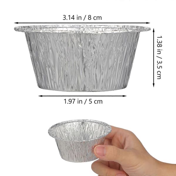 100 stk. 110ML engangs æggetærteforme i stanniol, runde mini cupcake/muffin bageforme til bagetilbehør, runde æggetærteforme