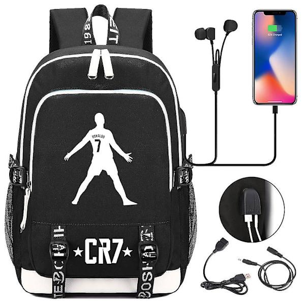 2023 Cr7 Børne Vandtætte Skole Tasker Usb Laptop Rygsæk Unisex Rejsetasker Studerende Tasker