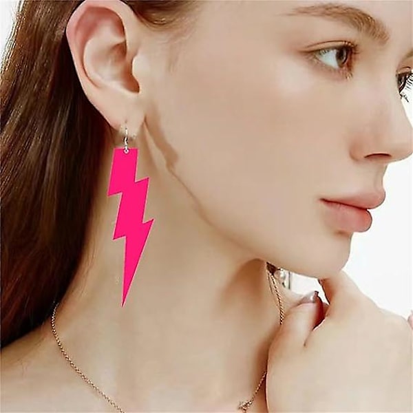Akryl Överdrivna Blixtörhängen Statement Punk Retro Geometriska Delikata Neon Personliga Örhängen Tillbehör, Julgåva För Kvinnor Flicka (rosa)