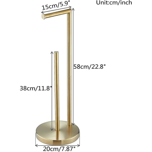 Fristående toalettpappershållare 304 rostfritt stål borstat guld