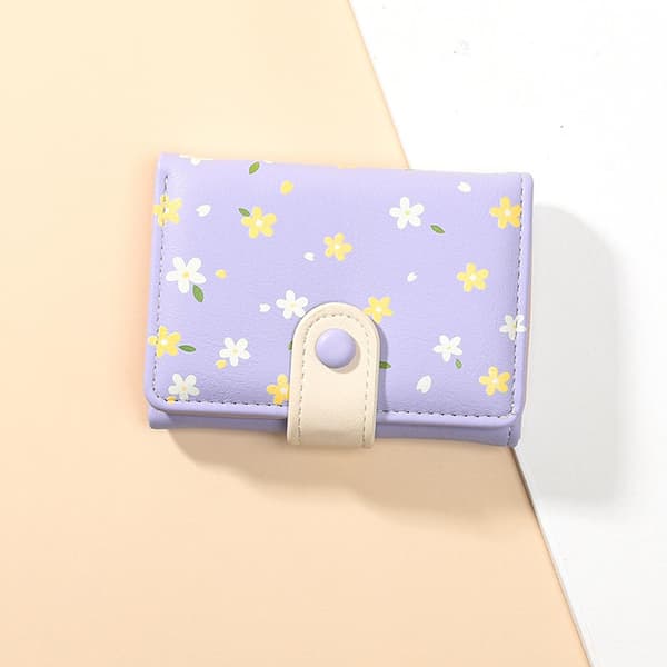 Myntväska Kortväska Blomstermönster PU-material Plånbok Purple