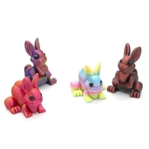Påsk 3D-printade kaninäggset, färgglada kaninfigurer Random Rainbow