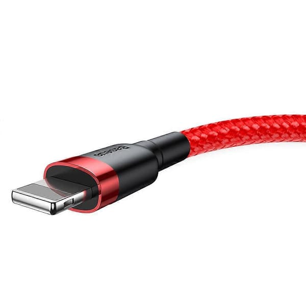 Kestävä nyloninen USB-kaapeli - iPhone Lightning QC3 3m - punainen
