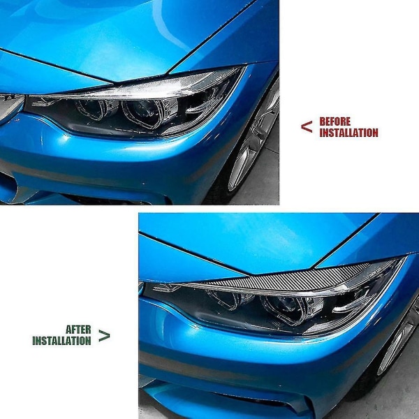 For 4-serie F32 F33 F36 2014-2020 Front Headlight Cover Garnish Strip Eyebrow Cover Sticker Carbon