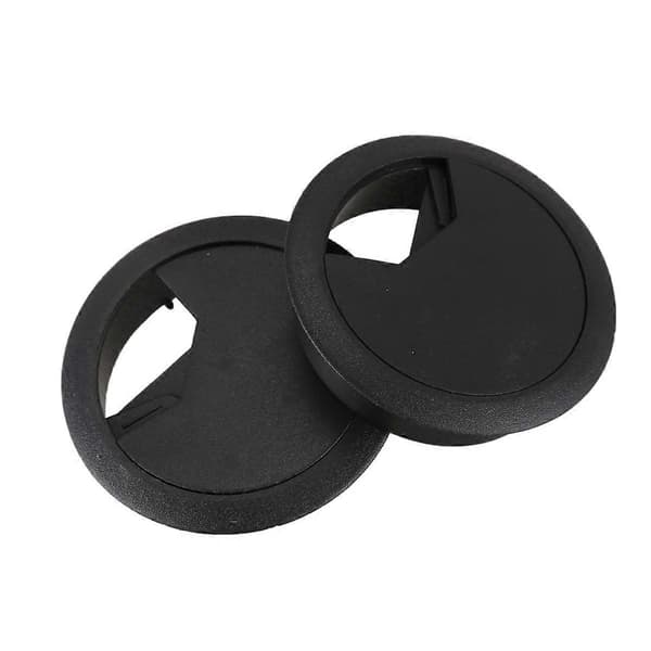 4 stk. 50 mm diameter skrivebordsledning ledningskabel grommets hul dækning sort Silver Tone