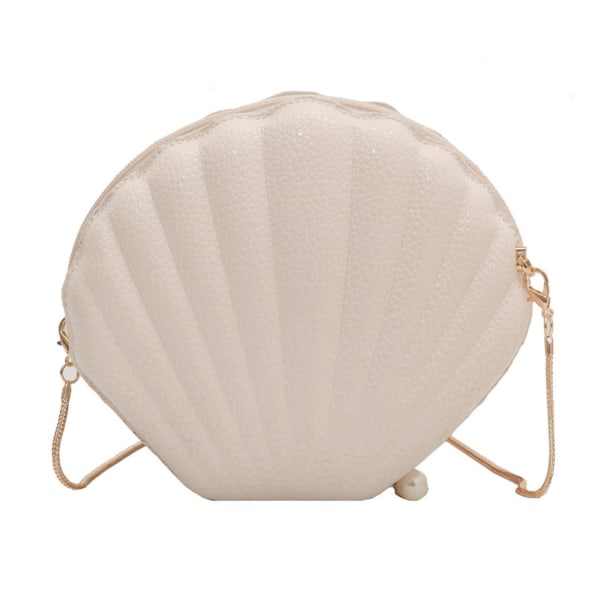 Nydelig kjedestropp kosmetikkveske Pearl Seashell Skulderveske for Valentinsdag White