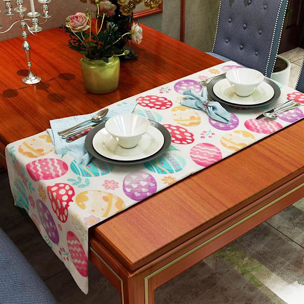 Easter Egg Table Runner, Easter Decoration, Easter Tablecloth, 72 Inches Long, Cute Spring Holiday Kitchen Farmhouse Style Table Runner