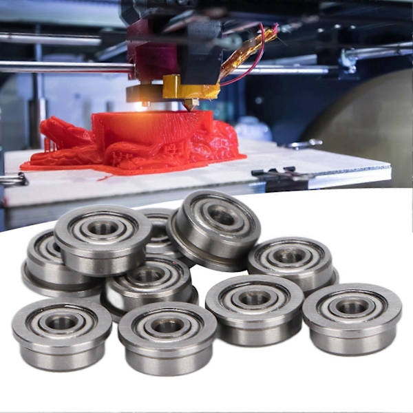10 stk. Flangede kuglelejer Grå Holdbare Miniature Metal Dobbeltskærmede Kromstållejer til 3D-printer