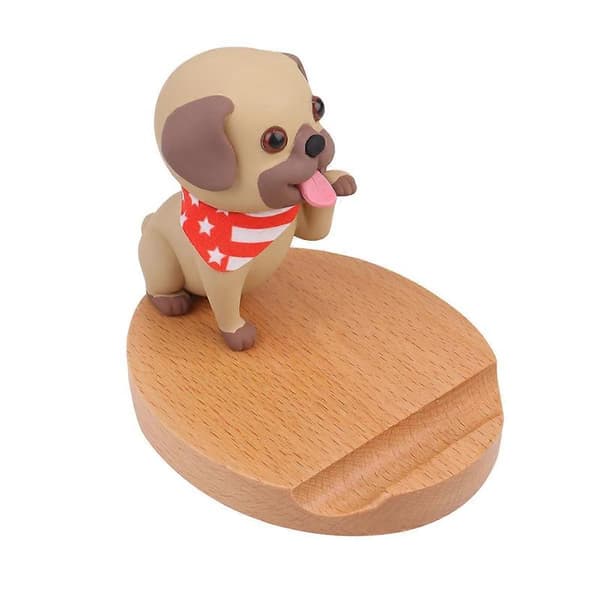 Mobilholder i træ, Hunde Smartphone Stand med Universel Anvendelse Multi 9.5*8*8cm