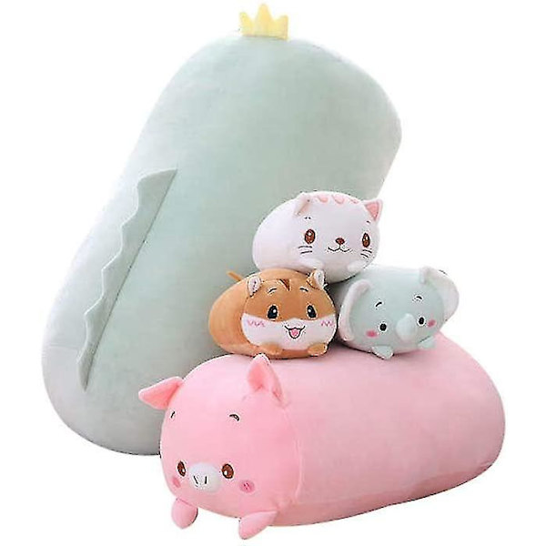 8 tum söt gul hamster plysch fylld djur cylindrisk kroppskudde, supermjuk tecknad kramleksak gåvor för sängkläder, barn sovande kawaii kudde