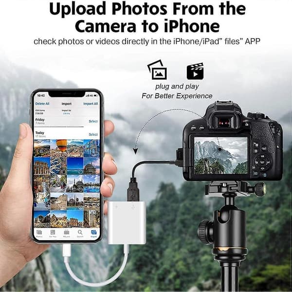 Lightning til USB Adapter USB Hun OTG Adapter til iPhone iPad med Opladningsport Plug and Play
