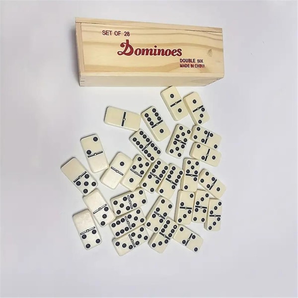 28 stk Dominosett Klassisk brettspill Dobbelt sekssett Familieleker med treboksgaver