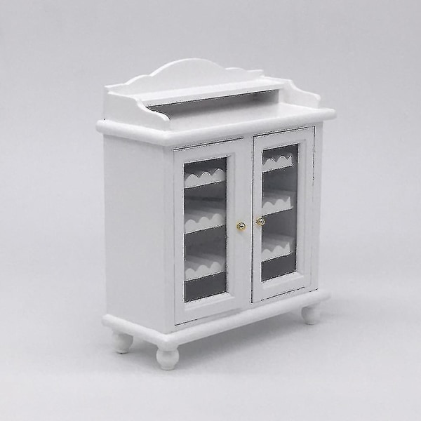 Mini husskåp prydnad Mini husmöbler prydnad Mini trä vinskåp modell (vit)