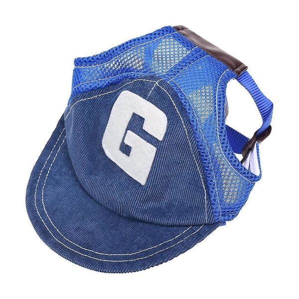 Hundehatt med justerbar pustende baseballcaps, sportscaps, utendørs solbeskyttelse, solhatt med ørehull Blue L