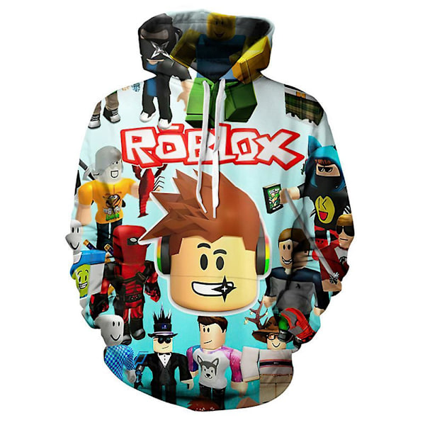 Roblox-piirretty huppari pojille ja tytöille, lasten huppareita pitkähihainen huppuinen painettu takki yläosa takki D 5-6 Years