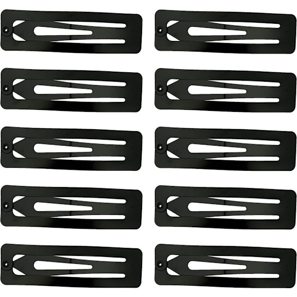 24 stk 7 cm store rektangulære hårspenner i metall, sklisikre klemmer for frisør, hårtilbehør for kvinner og jenter, svart