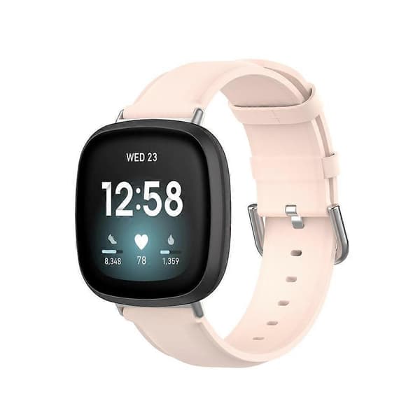 Ekte lærreim for Fitbit Versa 4 / Sense 2 Light Pink