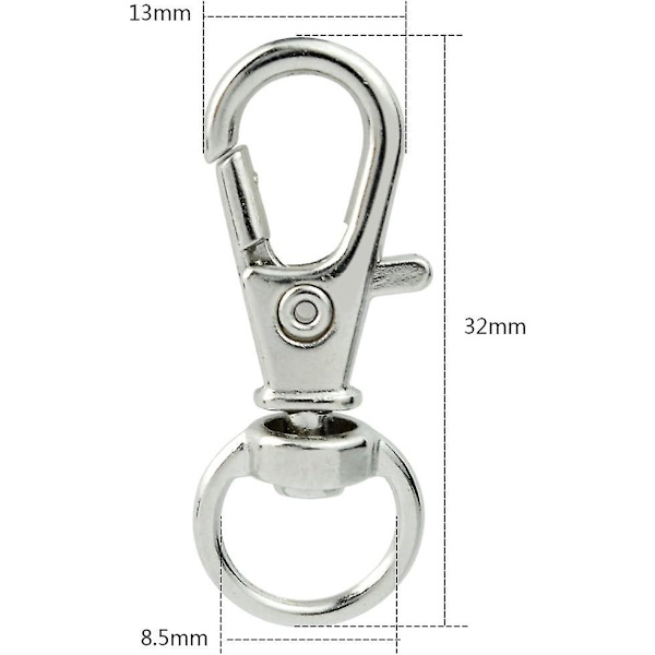 50 kpl Kääntyviä Lanyard-Solkia, Metalliset Kääntyvät Lanyard-Soljet Hummerin Kynsi Solki (Hopea)
