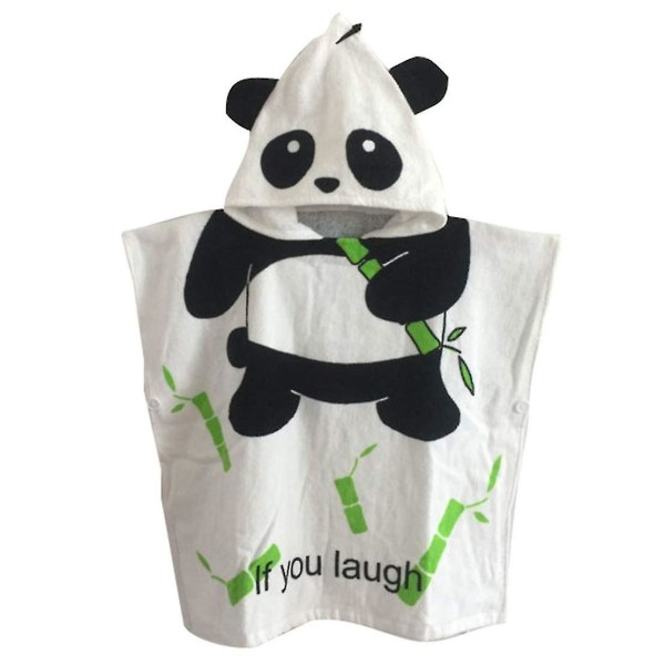 Barn Hooded Handduk Bomull Hooded Bad/strand Poncho Panda